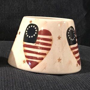 HOME INTERIORS HEART AND FLAG CANDLE SHADE, AMERICANA, PATRIOTIC, STARS